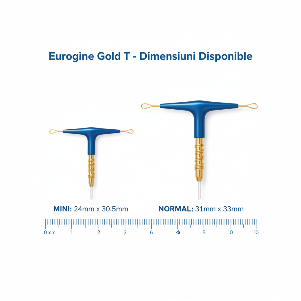 Dimensiuni Sterilet Gold T - Mini 24x30.5mm și Normal 31x33mm - Comparație mărimi IUD